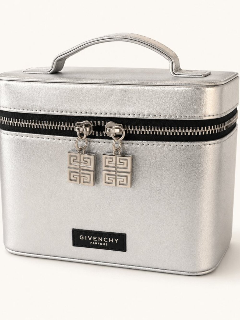 Givenchy Parfums Metallic Silver 4G Vanity Cosmetic Train Case